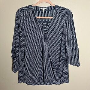 Maurice’s Faux Wrap Navy White Career‎ Top | Medium